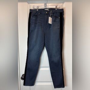 Good American Velvet Tuxedo Stripe Skinny Jeans- Size 18